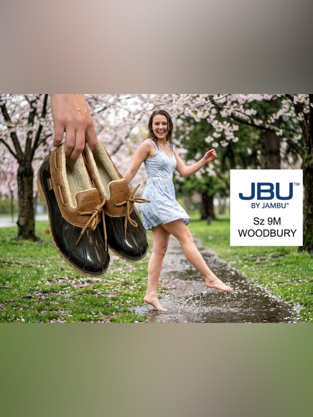Duck Shoes JBU Women Sz 9 M WOODBURY Black Brown Waterproof Preowned